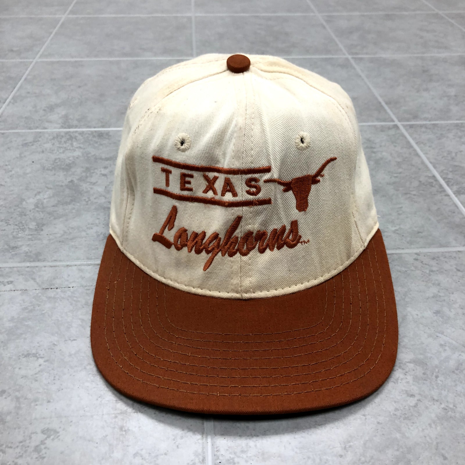 Vintage Pacific White Snap Back Graphic Texas Longhorns Hat Adult One Size