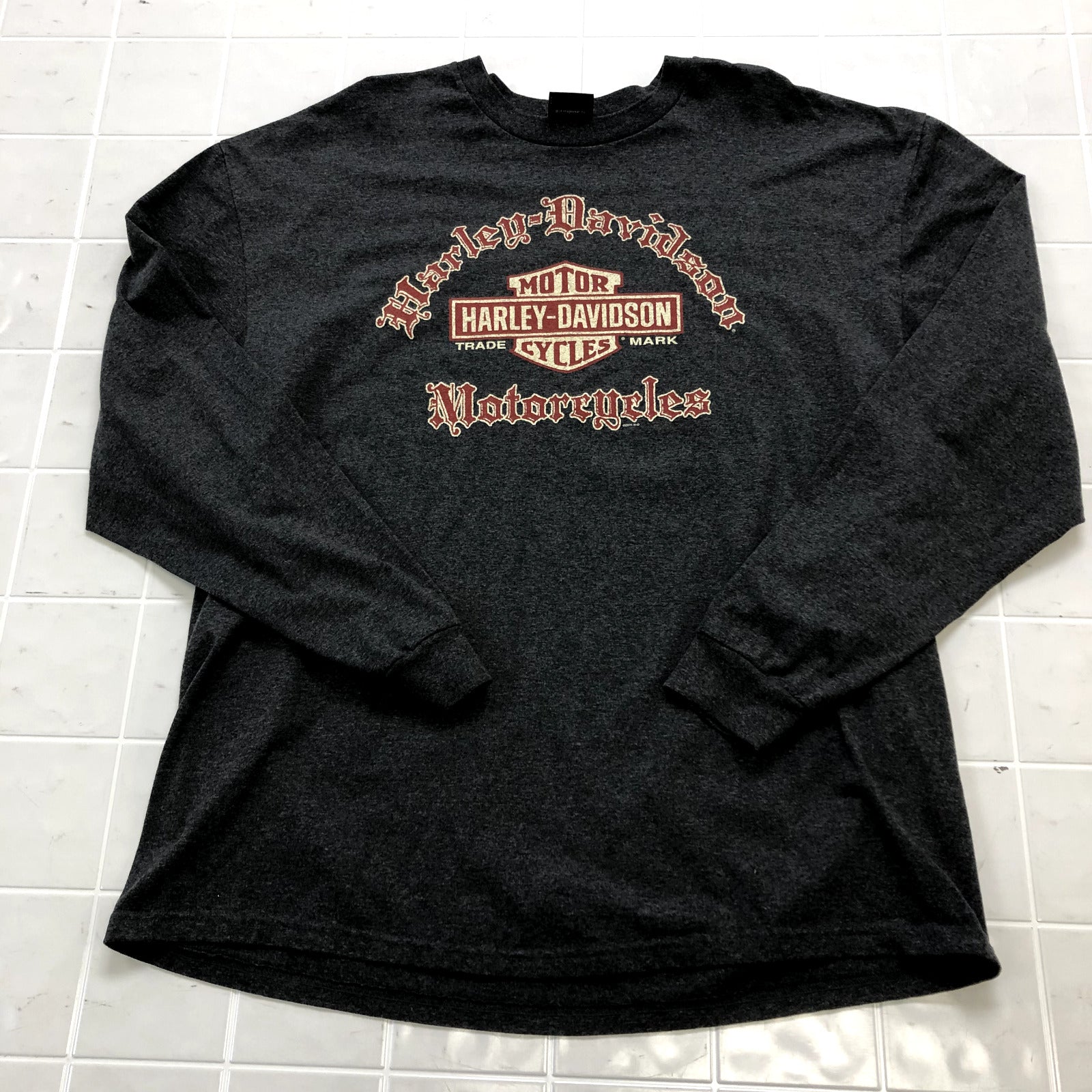 Harley Davidson Motorcycles Charcoal Graphic Logo T-shirt Adult Size 2XL