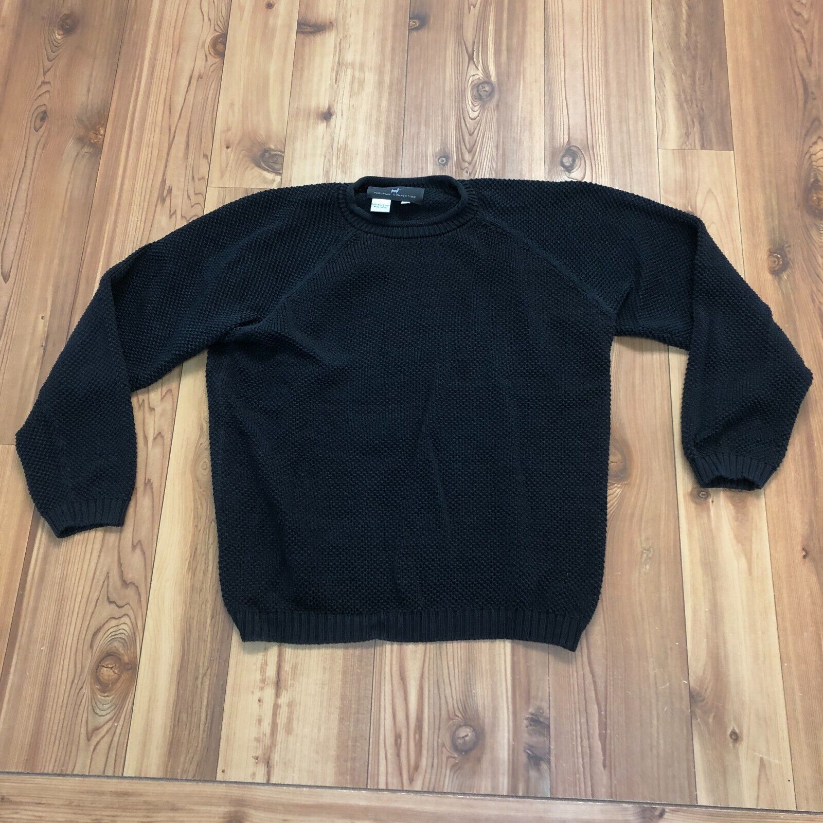 Vintage Peruvian Connection Black Pima Cotton Long Sleeve Sweater Women Size L