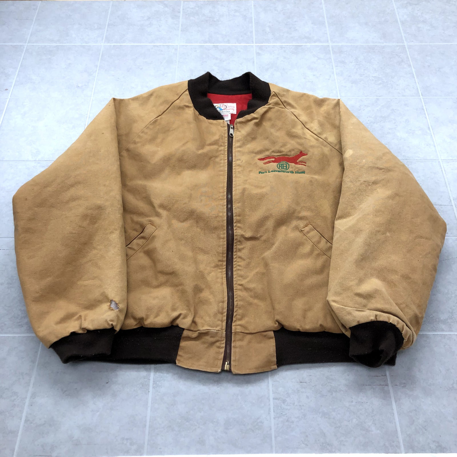 Vintage Ozark Mountain Apparel Beige Lined Full-Zip USA Made Jacket Adult Size L