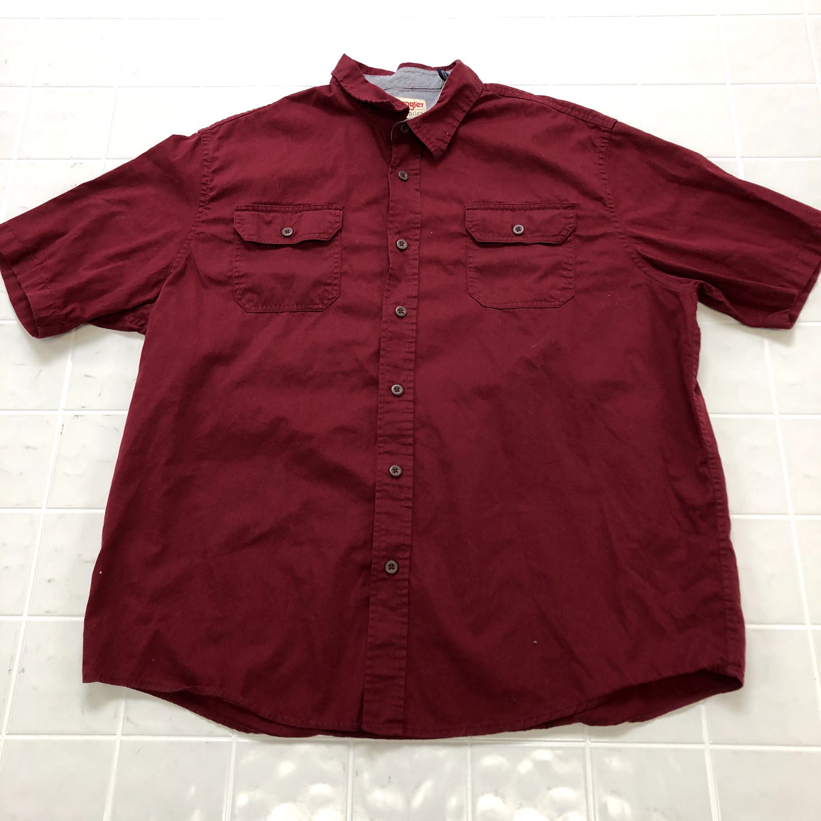 Wrangler Red Double Pocket Regular Fit Cotton Button Up Shirt Adult Size XL