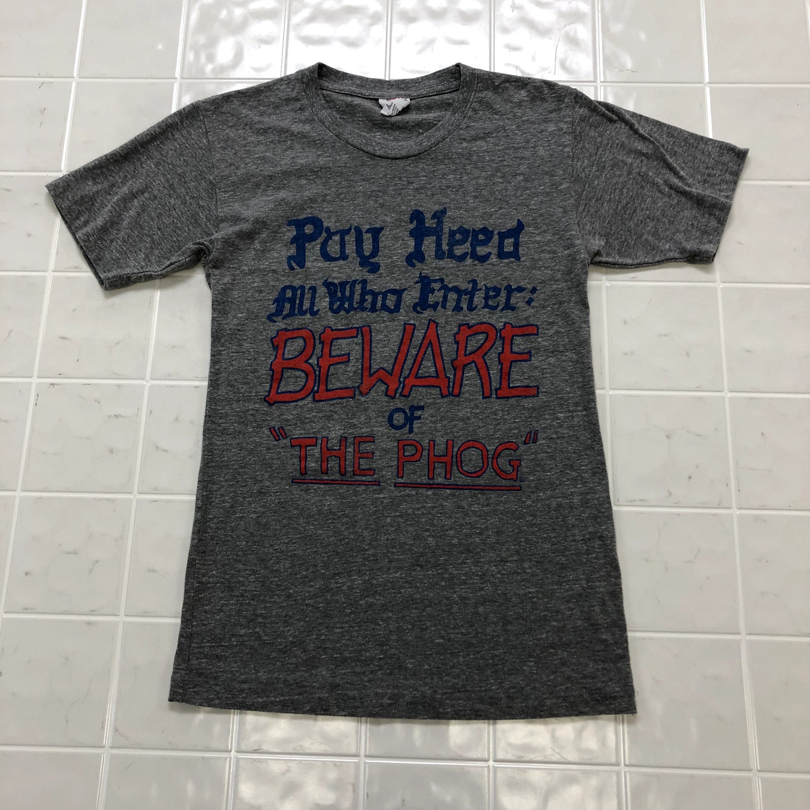 Charlie Hustle Gray All Who Enter Beware Of "The Phog" T-shirt Adult Size XS