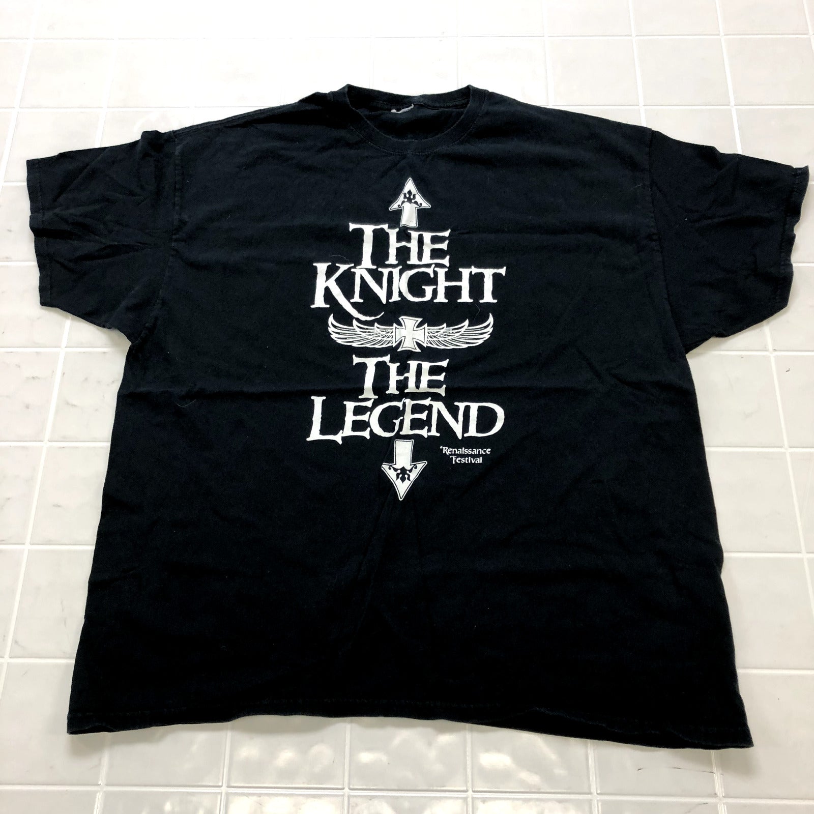 Black The Knight The Legend Regular Fit Crewneck Cotton T-shirt Adult Size XL