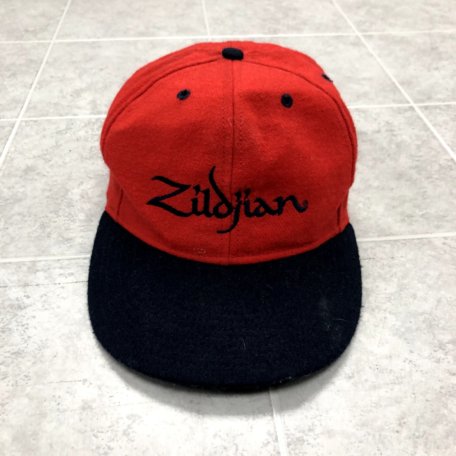 Vintage Red Snap Back Graphic Zildjian USA Made Wool Baseball Cap Adult One Size