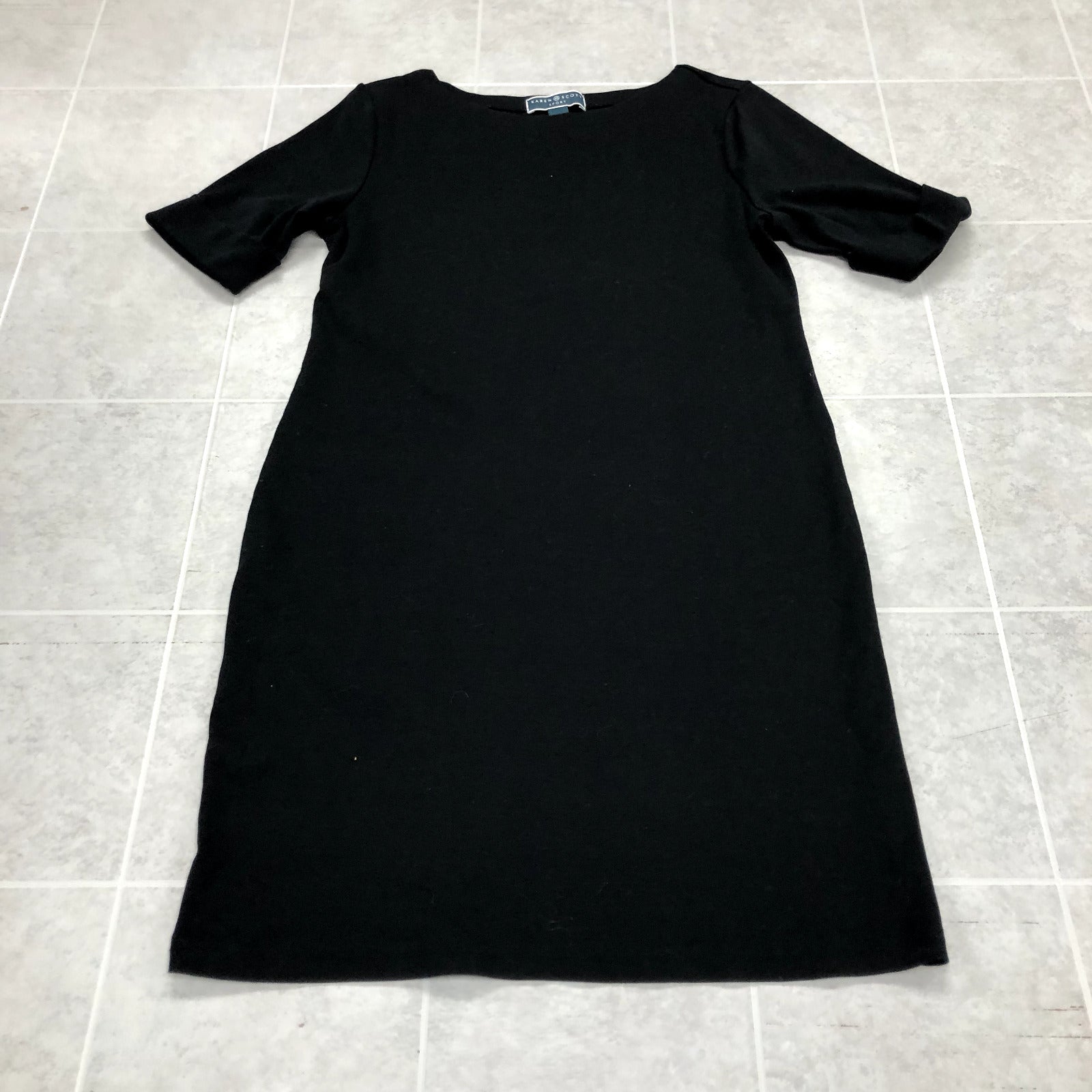 Karen Scott Black Straight Stretch Fabric Short Sleeve Dress Womens Size M