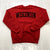 Red Embroidered Wisconsin Regular Fit Casual Crewneck Sweatshirt Adult Size M