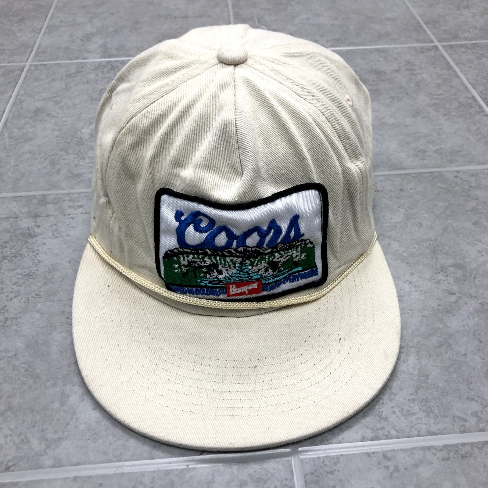 Vintage White Snap Back Graphic Tasseled COORS Baseball Cap Adult One Size