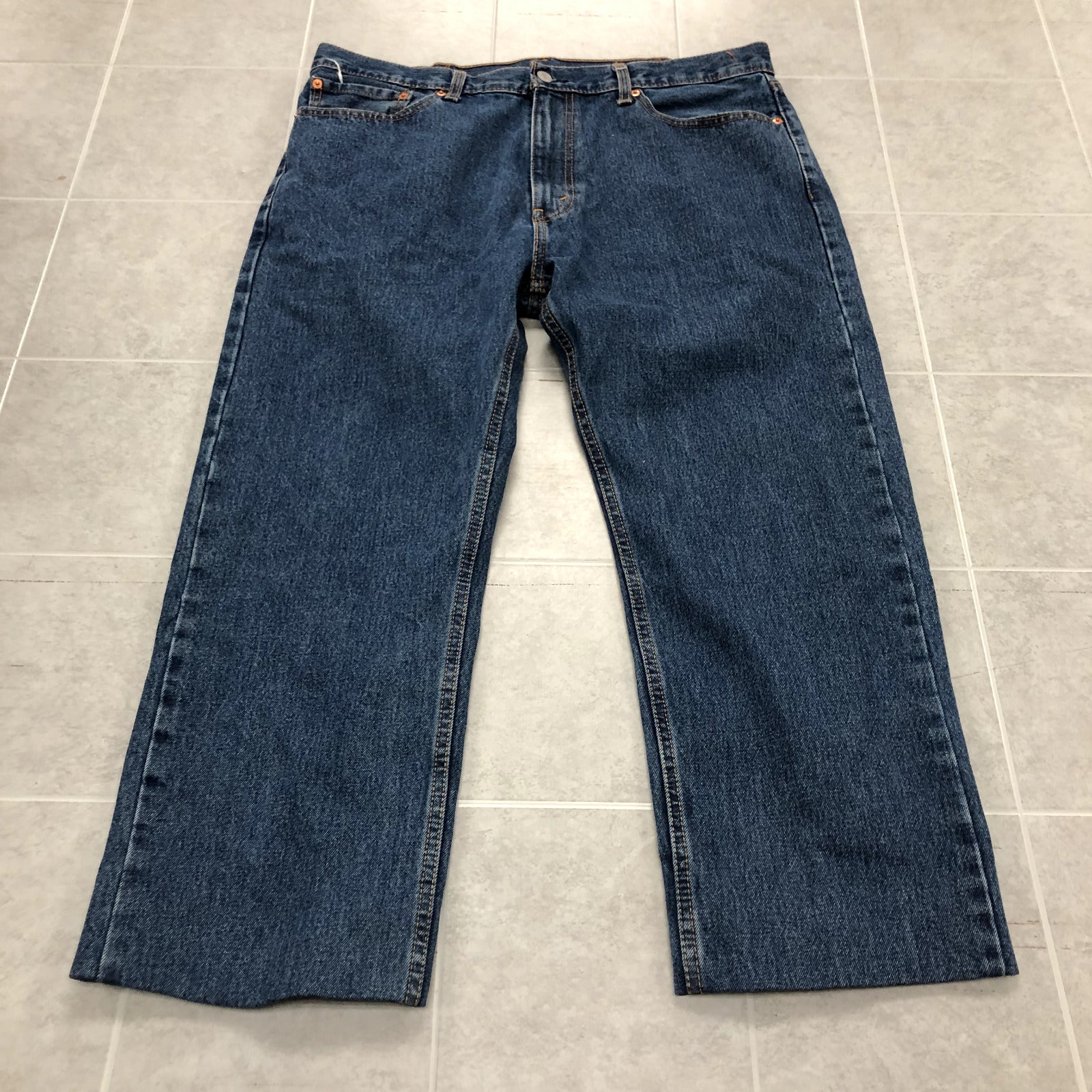 Levis 505 Blue Straight Leg High-Rise Flat Front Denim Jeans Adult Size 38 x 25
