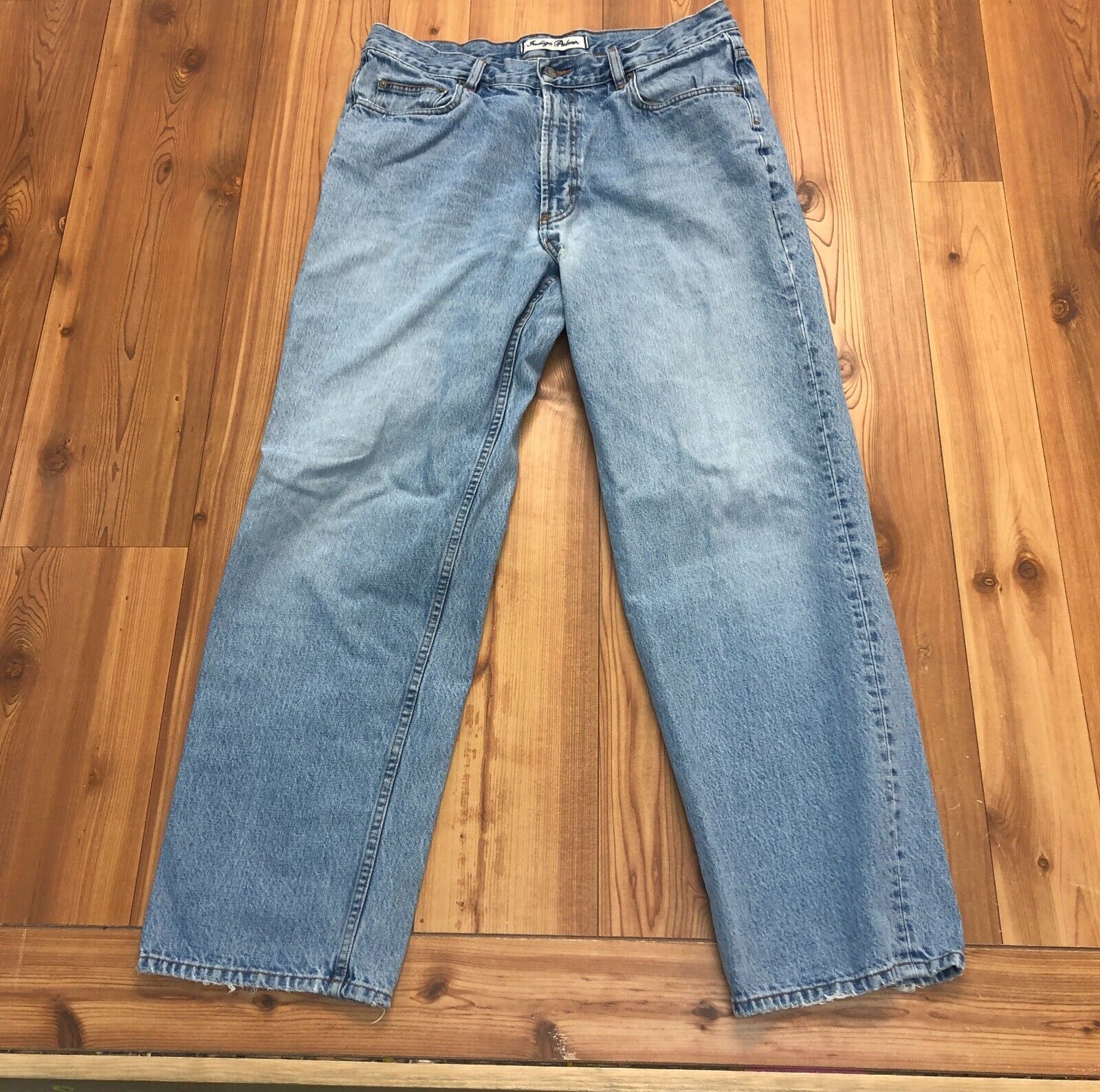 Vintage Indigo Palms Light Blue Denim Jeans Men Size Relax Fit Men Size 36x32