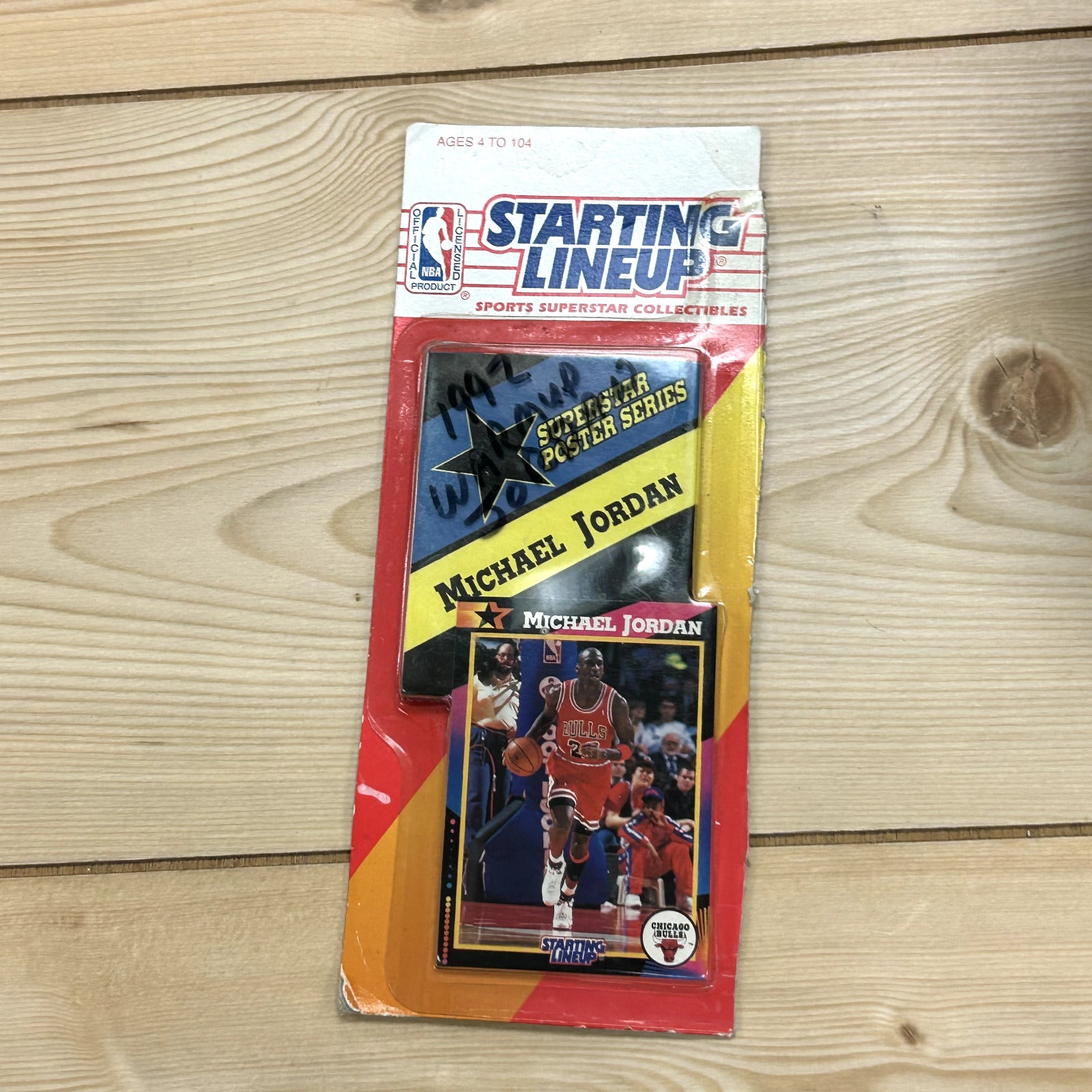 1992 Starting Lineup Basketball Card Michael Jordan Bulls Poster Red Jersey