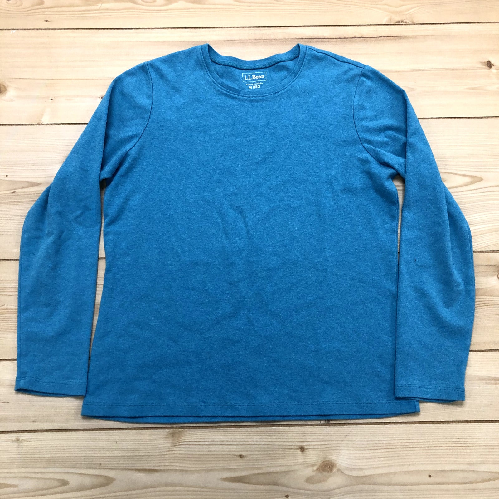 L.L. Bean Blue Solid Crew Neck Long Sleeve Pullover T-Shirt Adult Size M REG
