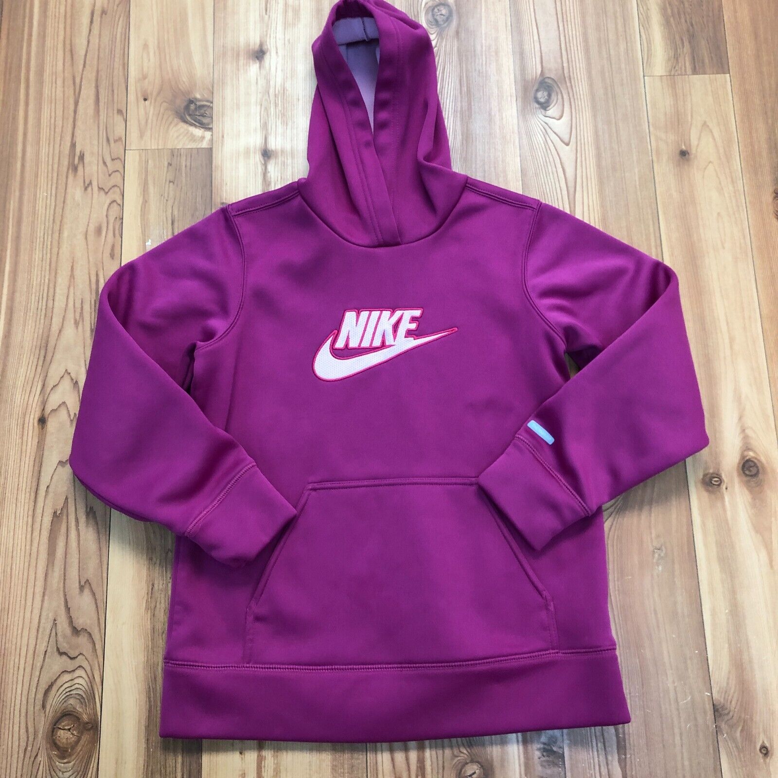 Nike Purple Pullover Long Sleeve Hoodie Polyester Blend Sweatshirt Youth L