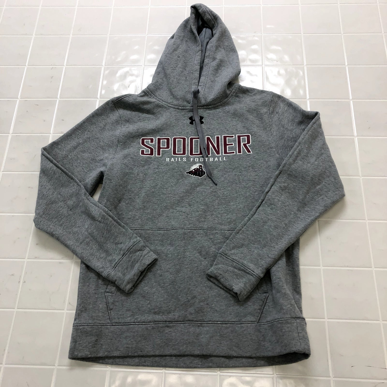 Under Armour Gray Spooner Rails Football Regular Fit Casual Hoodie Adult Size M