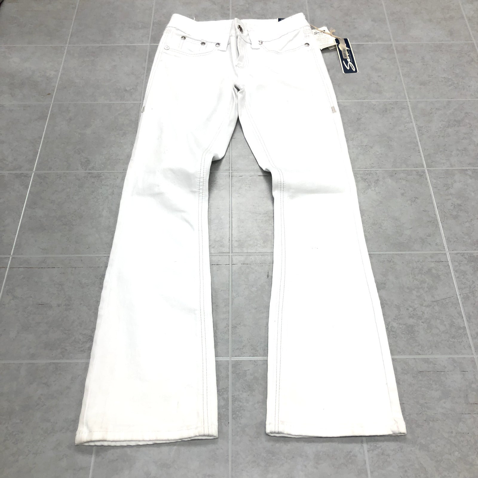 Seven7 Jeans White Low Rise Flat Front Flared Belled Denim Jeans Womens Size 6