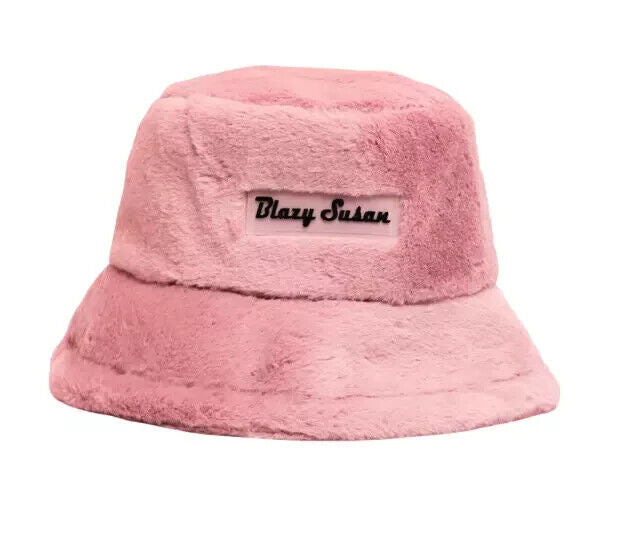 Blazy Susan Pink Fuzzy Faux Fur Bucket Hat Denver Cannabis Company One Size NEW