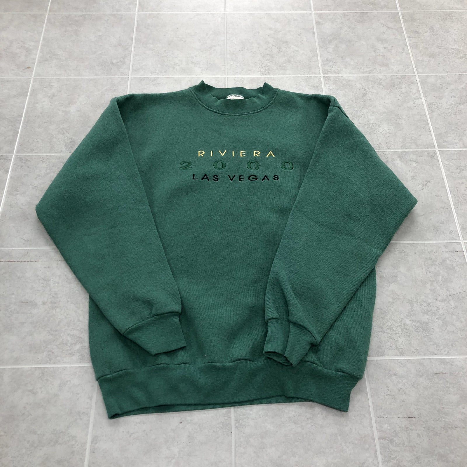 Vintage Tultex Green Crew Graphic Riviera 2000 Las Vegas Sweatshirt Adult Size M