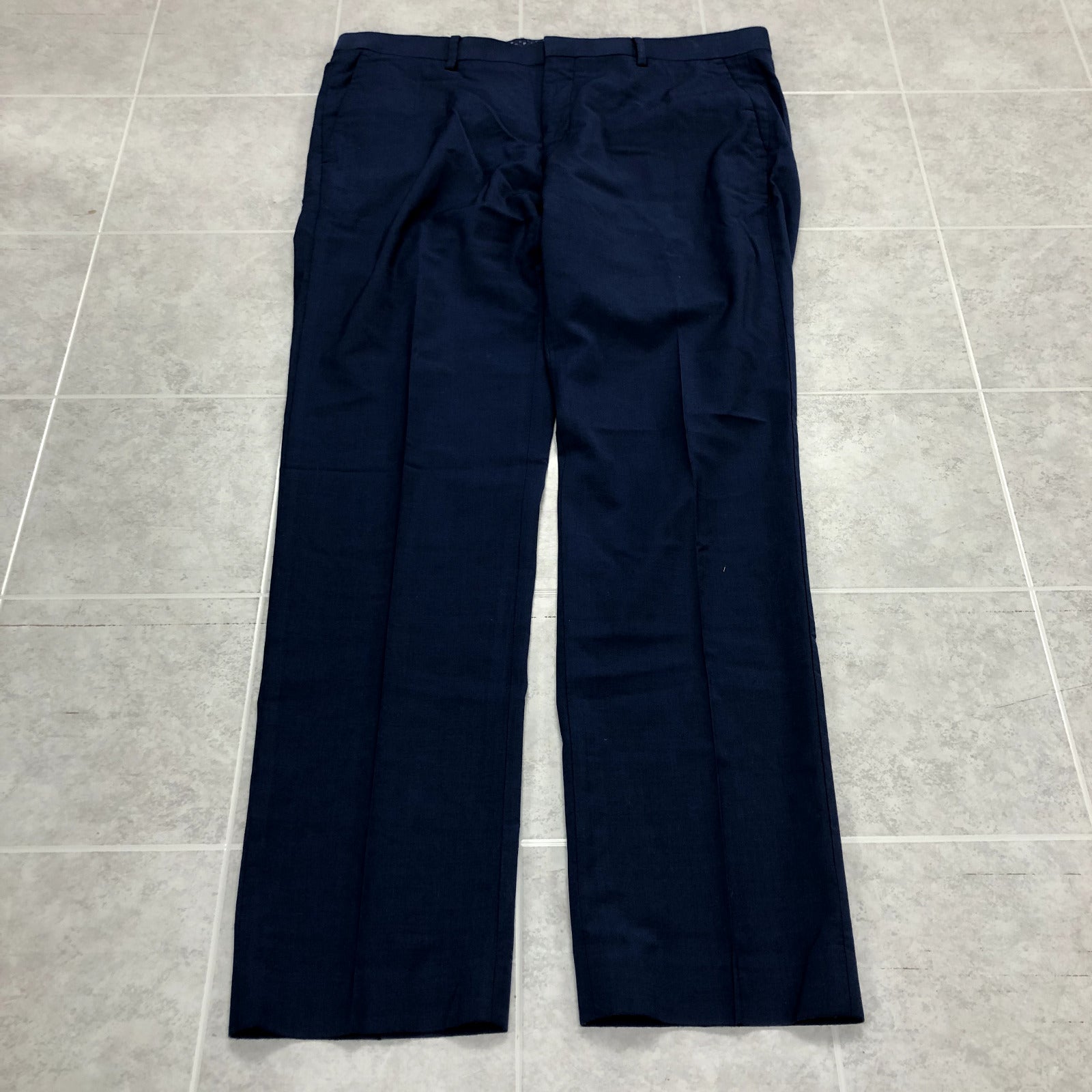 Murano Navy Blue Straight Leg Mid-Rise Flat Front Active Slacks Adult Size 36