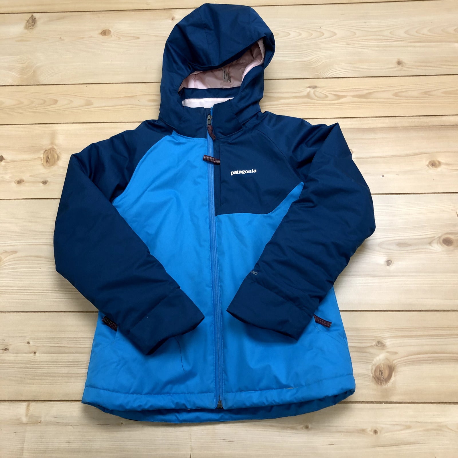 Patagonia Blue Graphic Lined Regular Fit Hooded Coat Girl's Size M