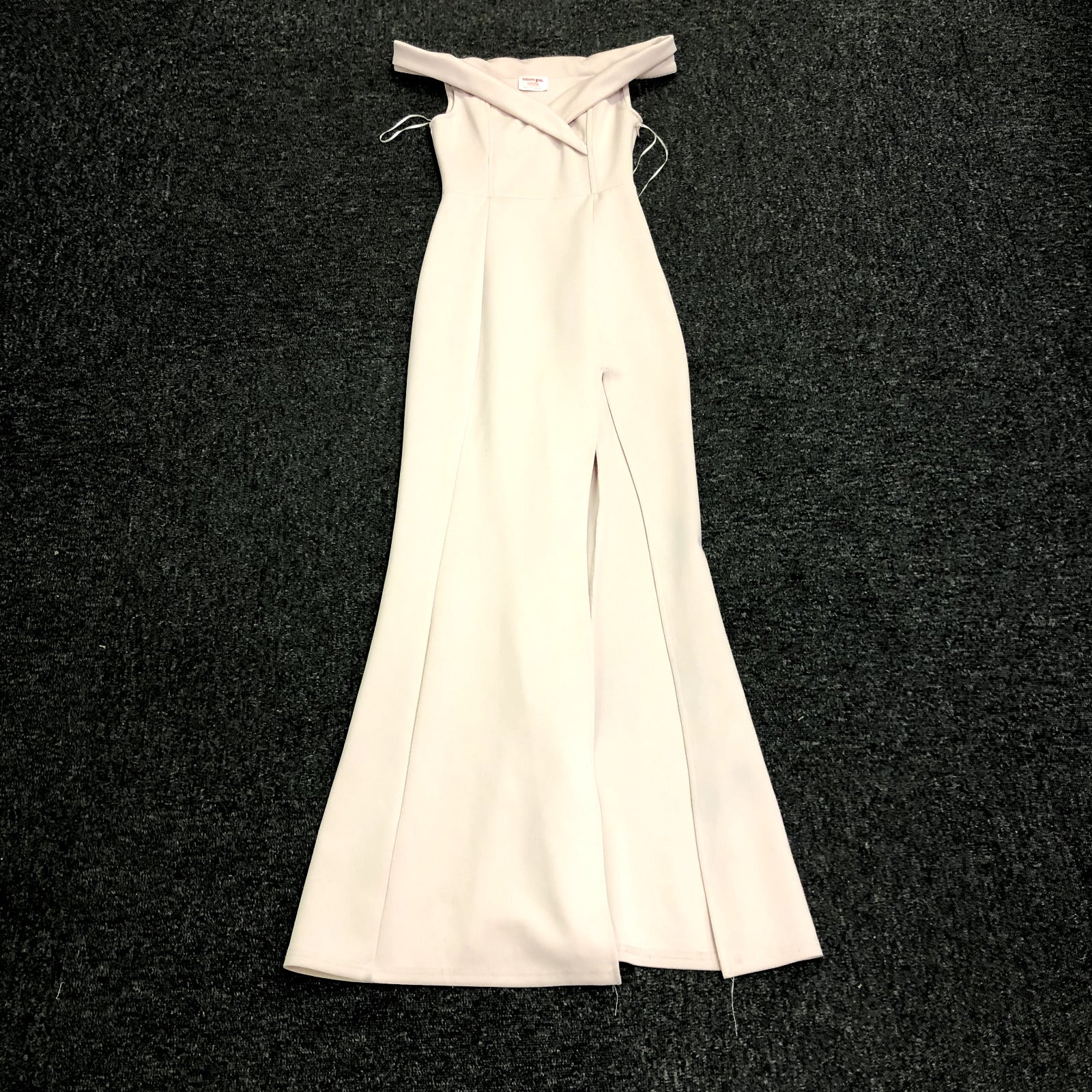Showpo Pink Lined Leg Slit Solid Off The Shoulder Prom Dress Women's Size 2
