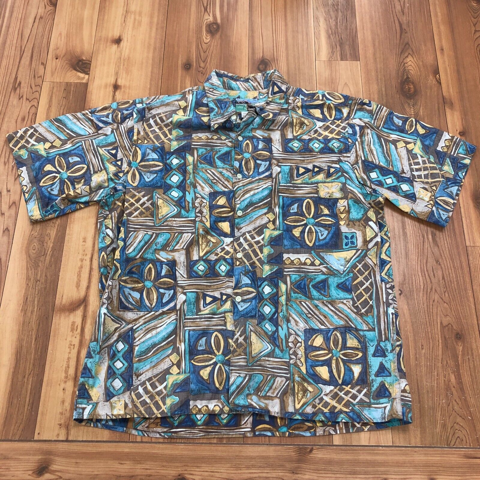 Reyn Spooner Multicolor Floral Pattern Hawaiian Style Button Up Shirt Men Size L