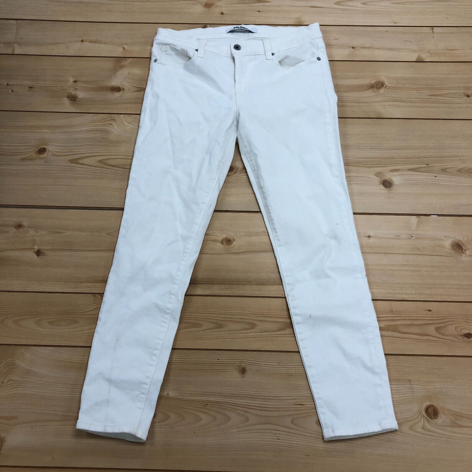 Baldwin White Elastic Waist Flat Front Regular Fit Denim Jeans Adult Size 29x27