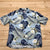 Vintage Hilo Hatties Hawaiian Blue Button Up Short Sleeve Island Shirt Size L