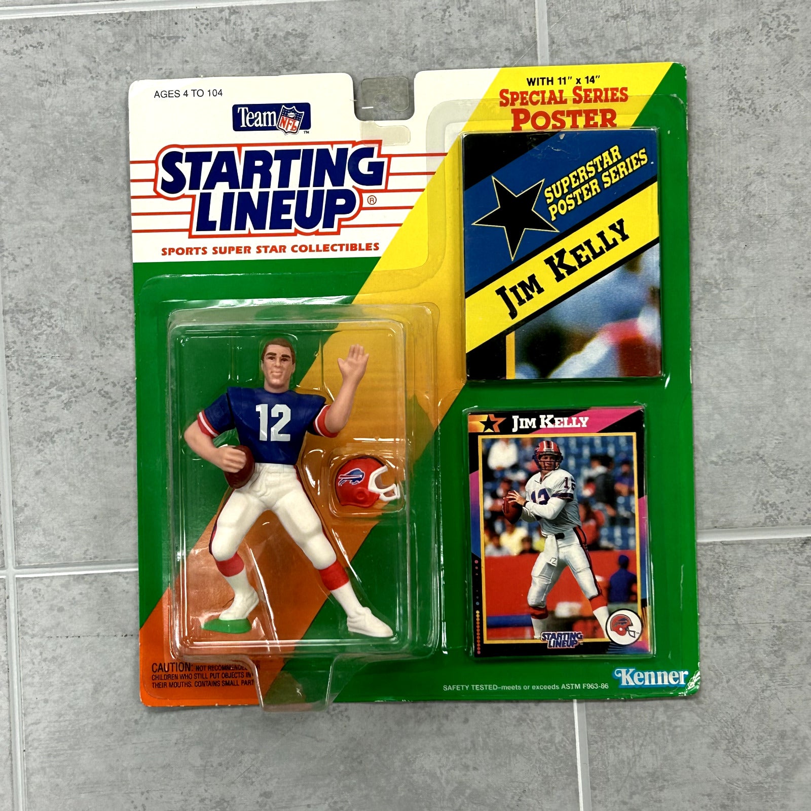 1992 Starting Lineup Vintage Sealed on Card Figure Jim Kelly Buffalo Bills NFL