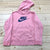 Nike Pink Logo Stretch Long Sleeve Pullover Pouch Hoodie Youth Girls Size XL