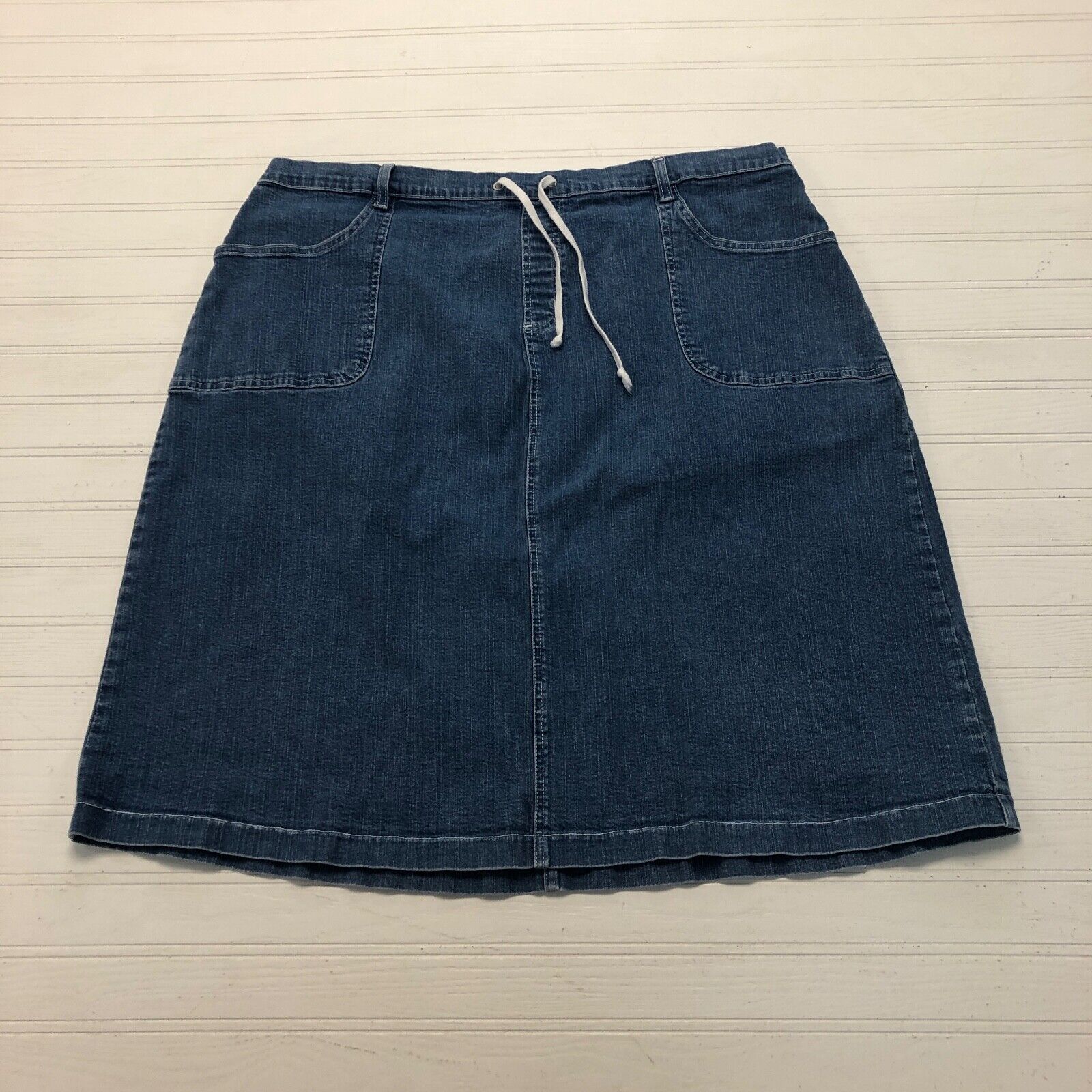Vintage Denim & Co Blue Draw String A-Line Pocket Jean Skirt Women's Size 2XL