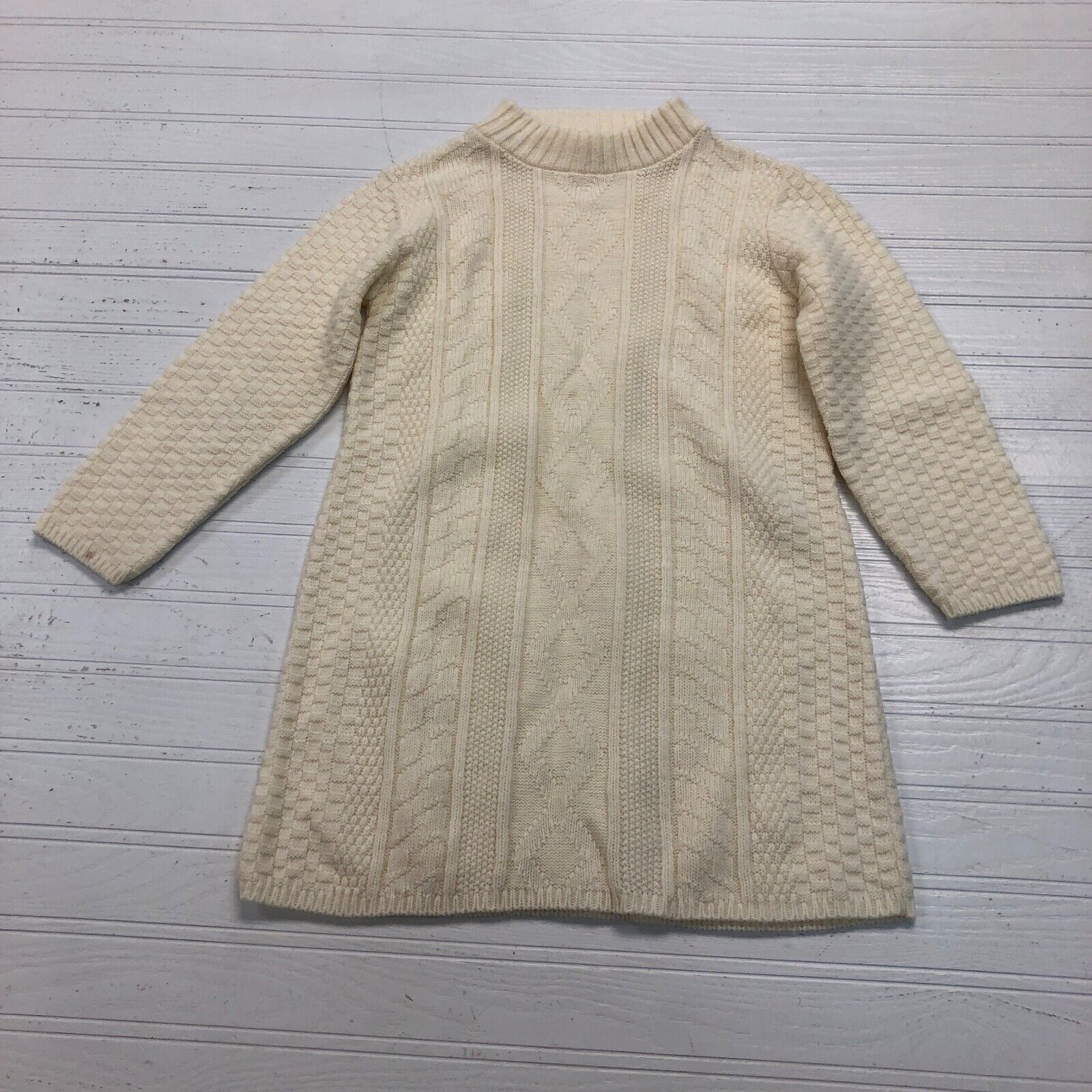 Must Be Love Ivory Knitted Long Sleeve Crew Neck Sweater Dress Youth Girl Size 6