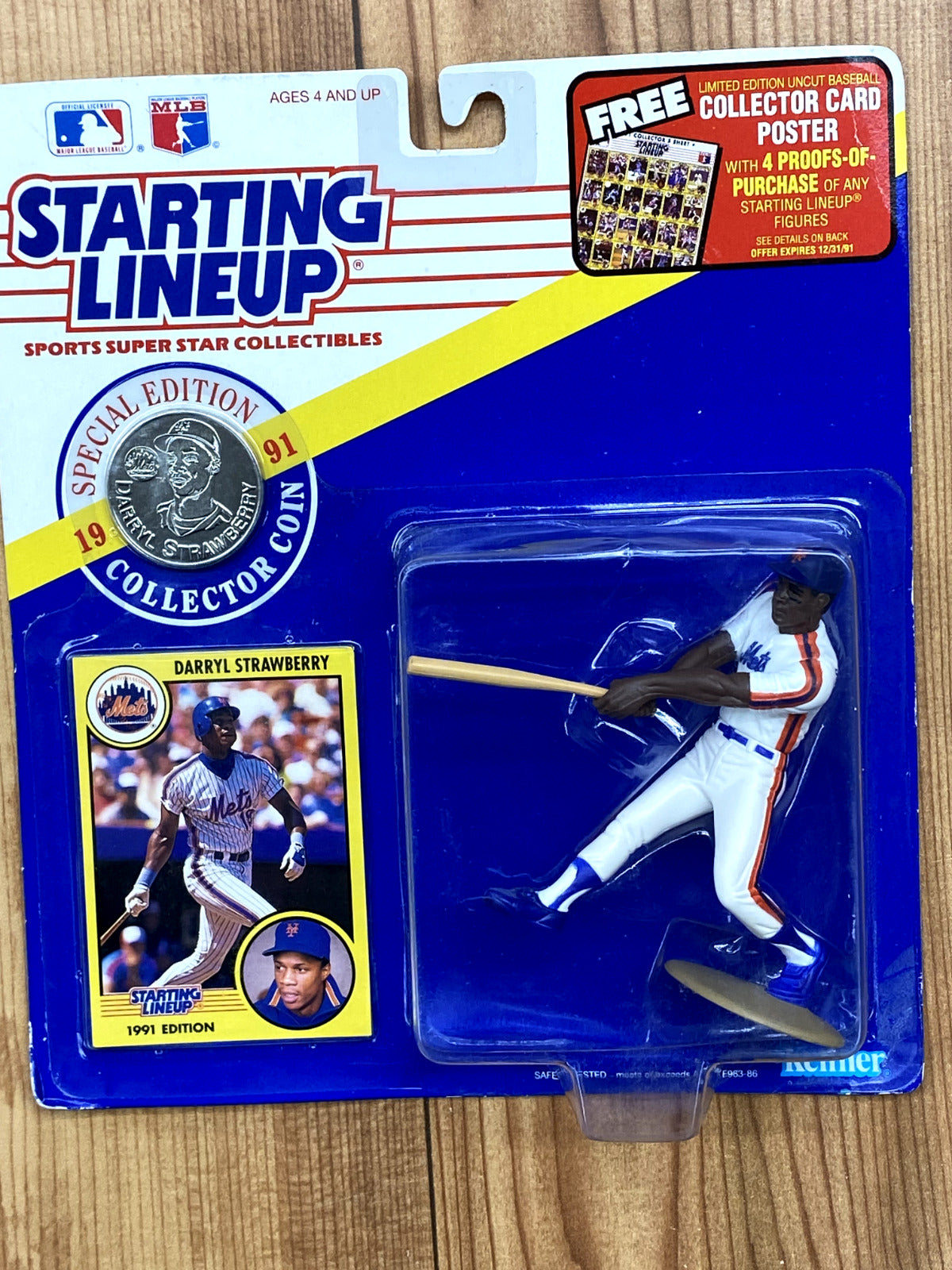 Starting Lineup Darryl Strawberry NY Mets 1991 Figure Card Coin Sealed Vintage