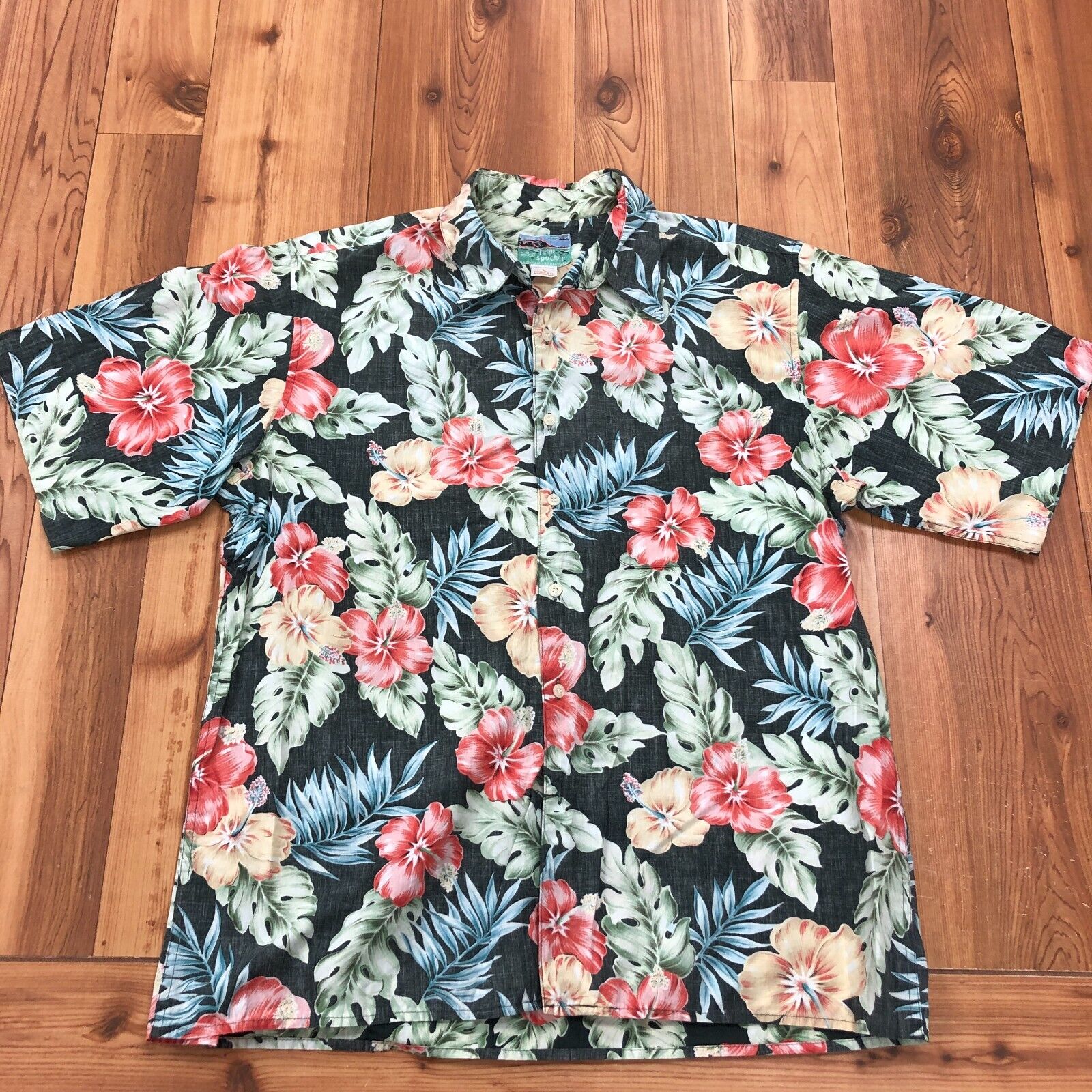 Reyn Spooner Multicolor Floral Pattern Hawaiian Style Button Up Shirt Men Size L