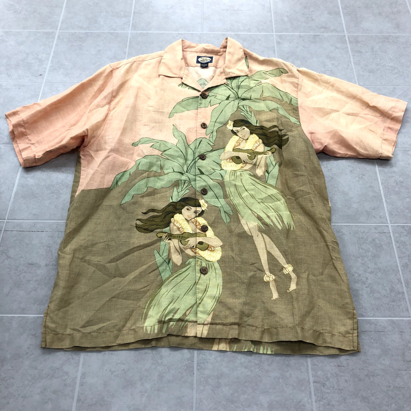 Vintage Tommy Bahama Multicolor Lady Print Hawaiian Shirt Adult Size M