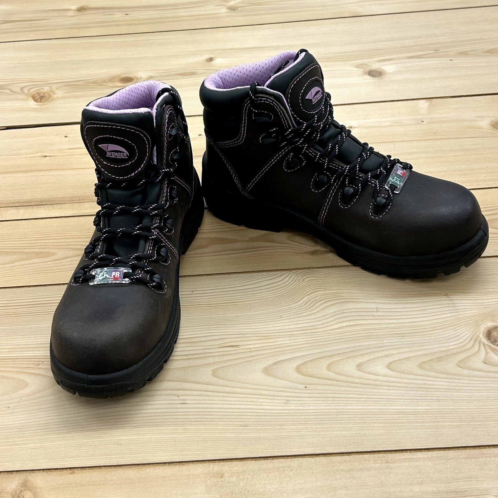 Avenger Womens Sz 8.5 A7123 Framer Brown Lilac Work Safety Boots  Slip Resistant
