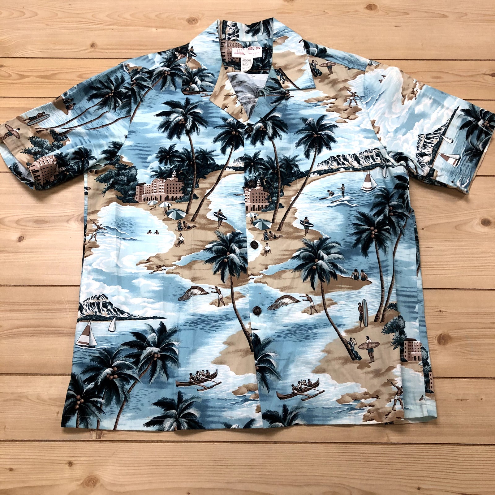 Palmbrand Blue Hawaiian Button Up Bahamas Short Sleeve Shirt Mens Size XL USA