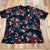 Caribbean Joe Black Red Tan Hawaiian Graphic Short Sleeve Polo Shirt Men Size XL