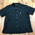 NEW Caribbean Black Short Sleeve Button Up Embroidered Hawaiian Shirt Men Size L