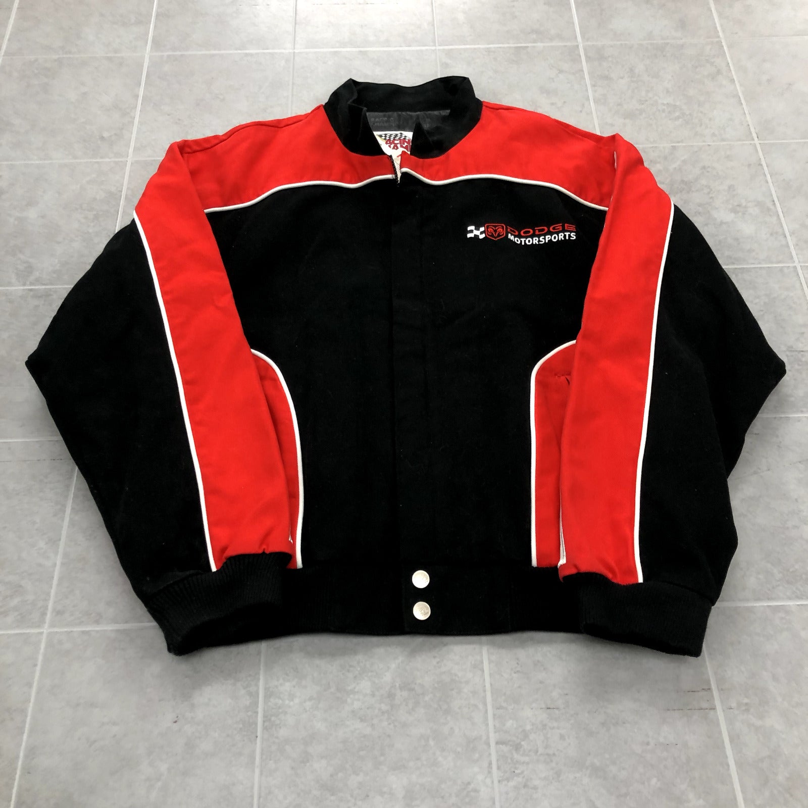 Vintage Racing Champions Apparel Black Graphic Dodge Zip Jacket Adult Size L
