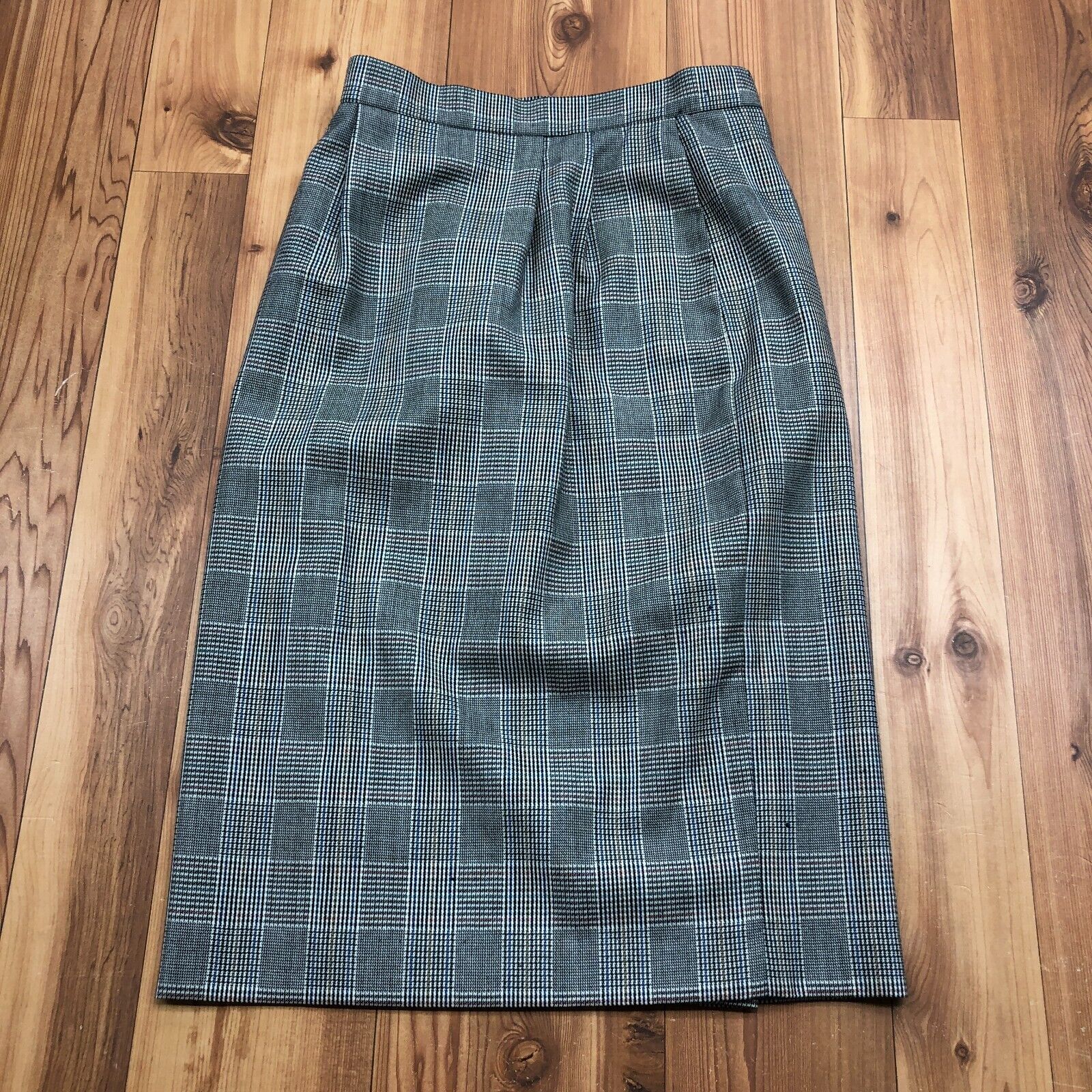 Vintage Prophecy Grey Houndstooth Pleated Pencil Slim Style Skirt Women Size 3