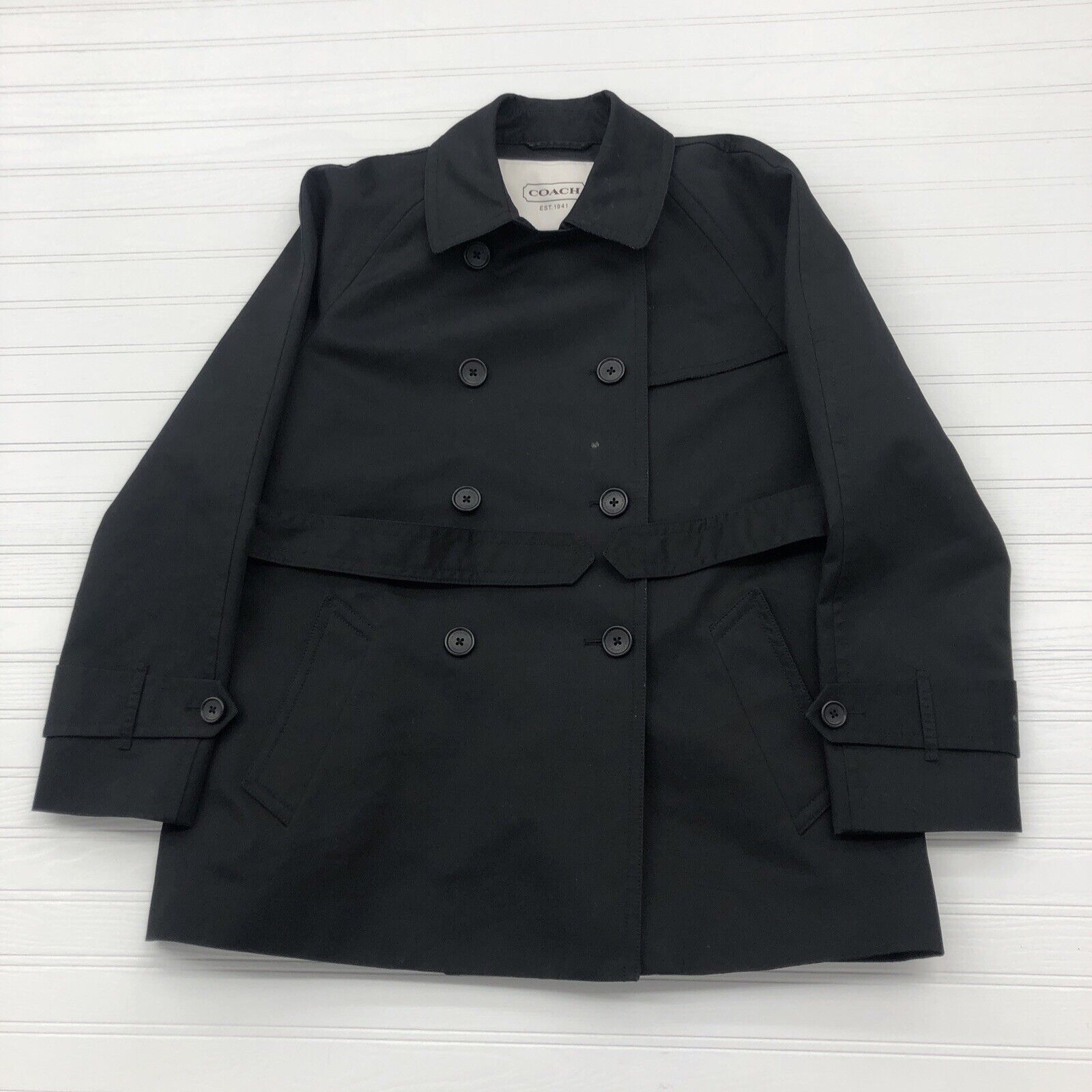 Coach Black Pea Coat Mid-Length Designer Brand Adult Size XL