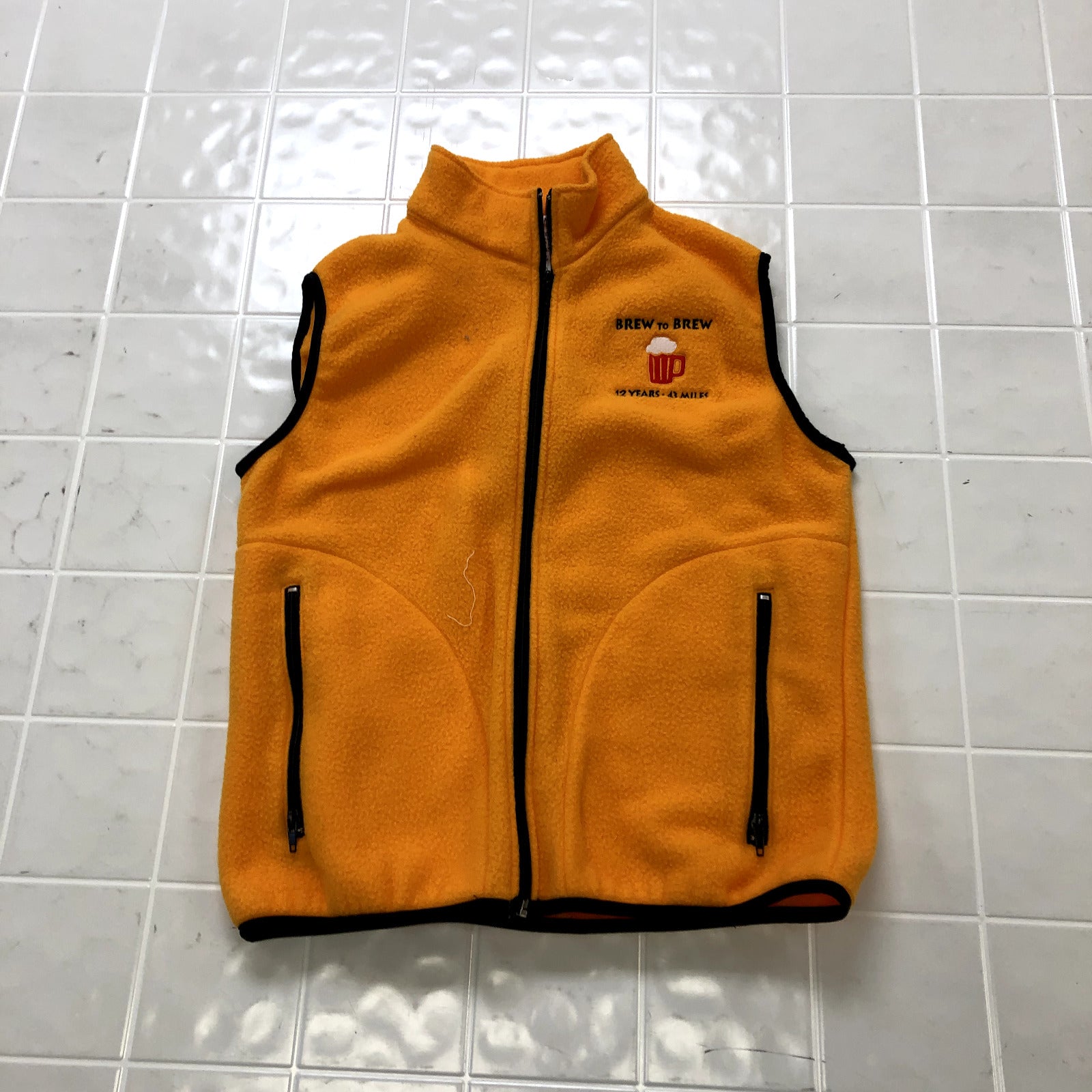 Leslie Jordan Orange Fleece Mock Neck Regular Fit Sleeveless Jacket Adult Size S