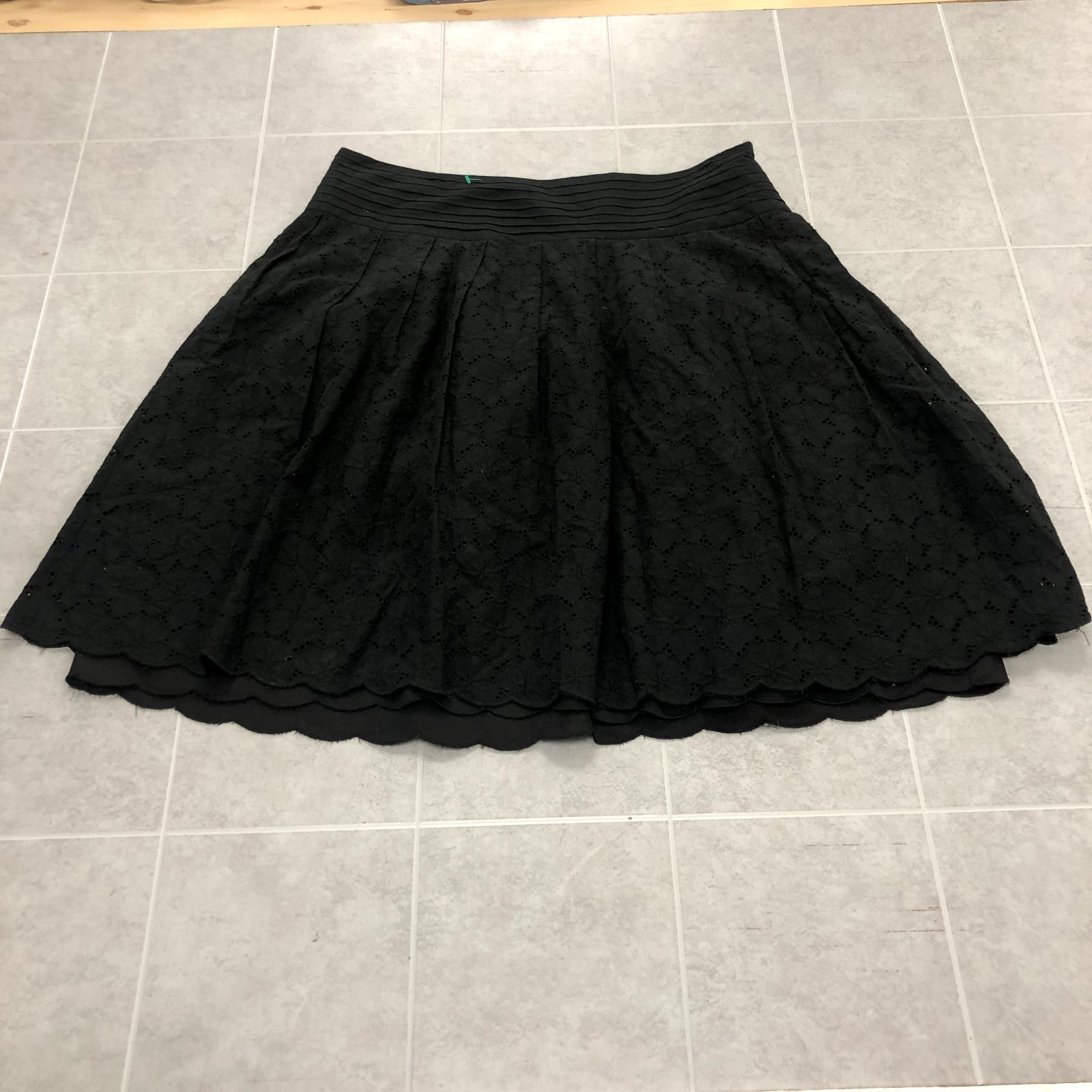 Kenar Black Lined A-line Cotton Lace Skirt Womens Size XL