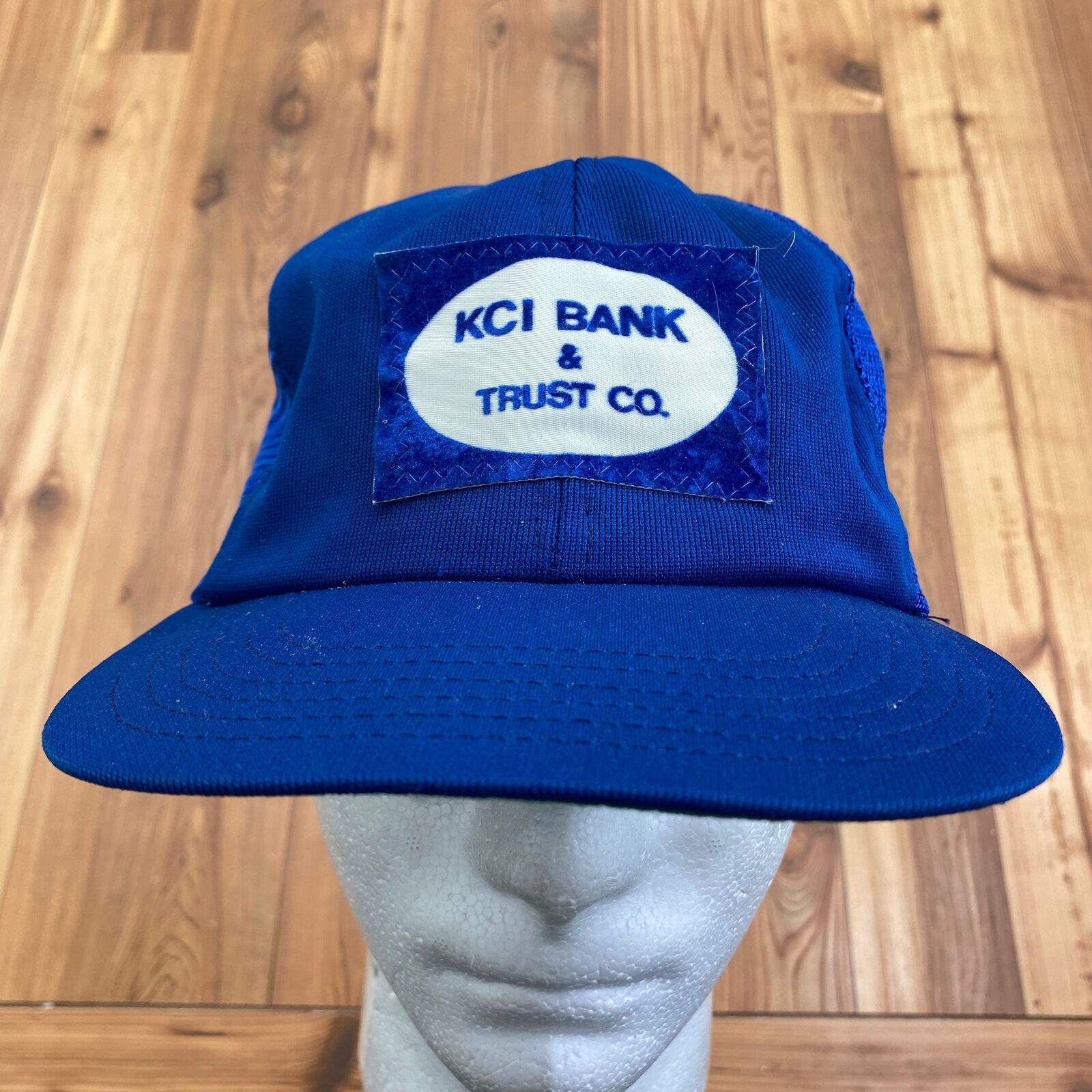 Vintage Size A Just Blue KCI Bank & Trust Patched Trucker Cap Adult OSFA
