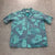 Vintage Jar Hawaii Blue Floral Button up Casual Hawaiian Shirt Adult Size L