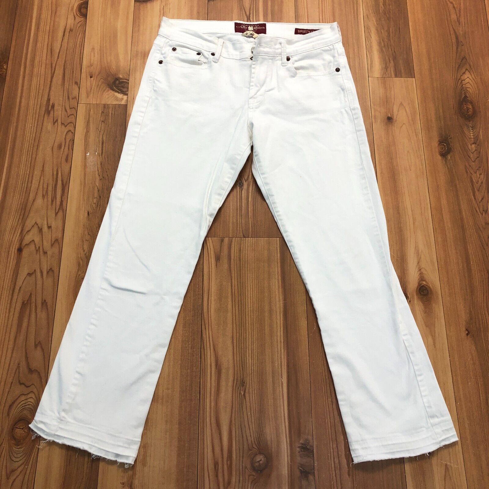 Lucky Brand White Solid Cotton Sweet'N Crop Jeans Women's Size 2/28