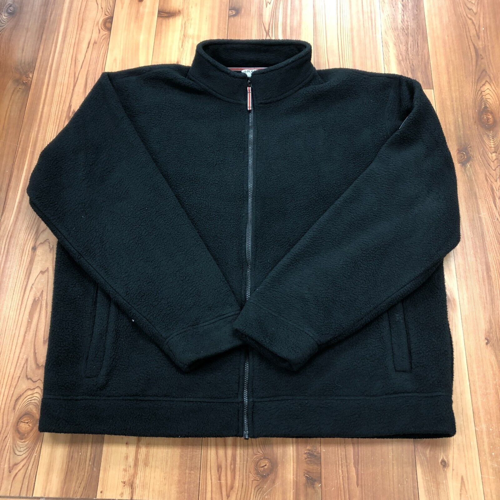 Orvis Black Long Sleeve Fleece Full-Zip Mock Neck Casual Jacket Adult Size 2XL