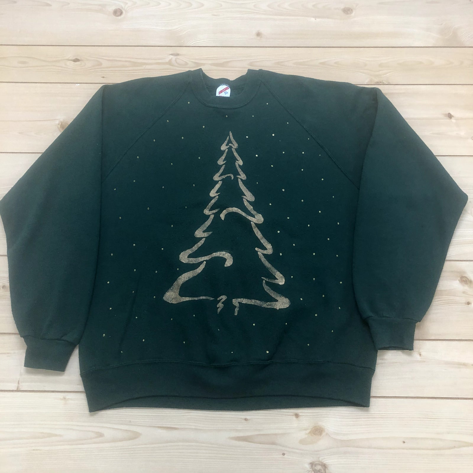 Jerzees Green Christmas Tree Long Sleeve Pullover Sweatshirt Womens Size XXL