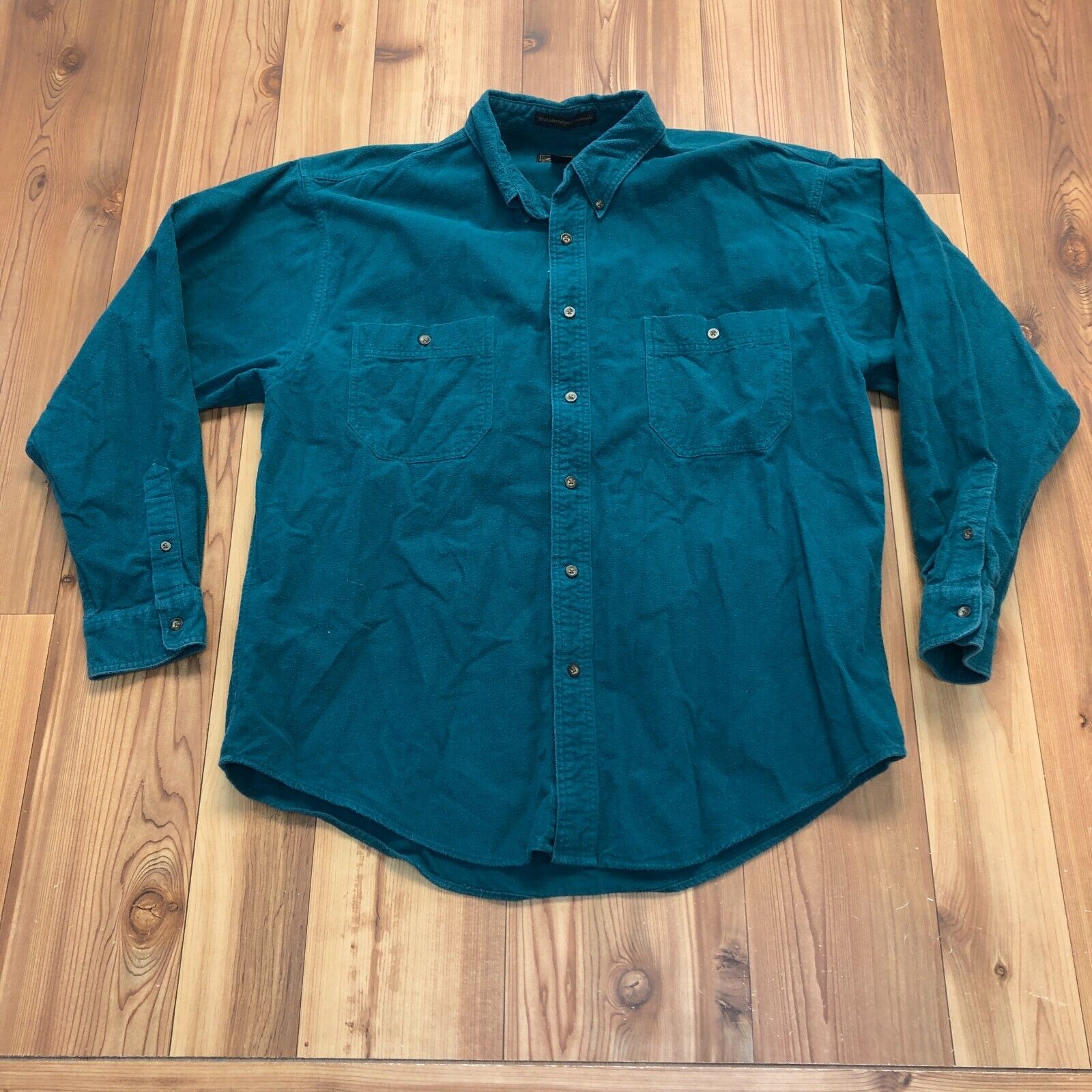 Vintage Eddie Bauer Green Bainbridge Flannels Long Sleeve Shirt Men Size XL
