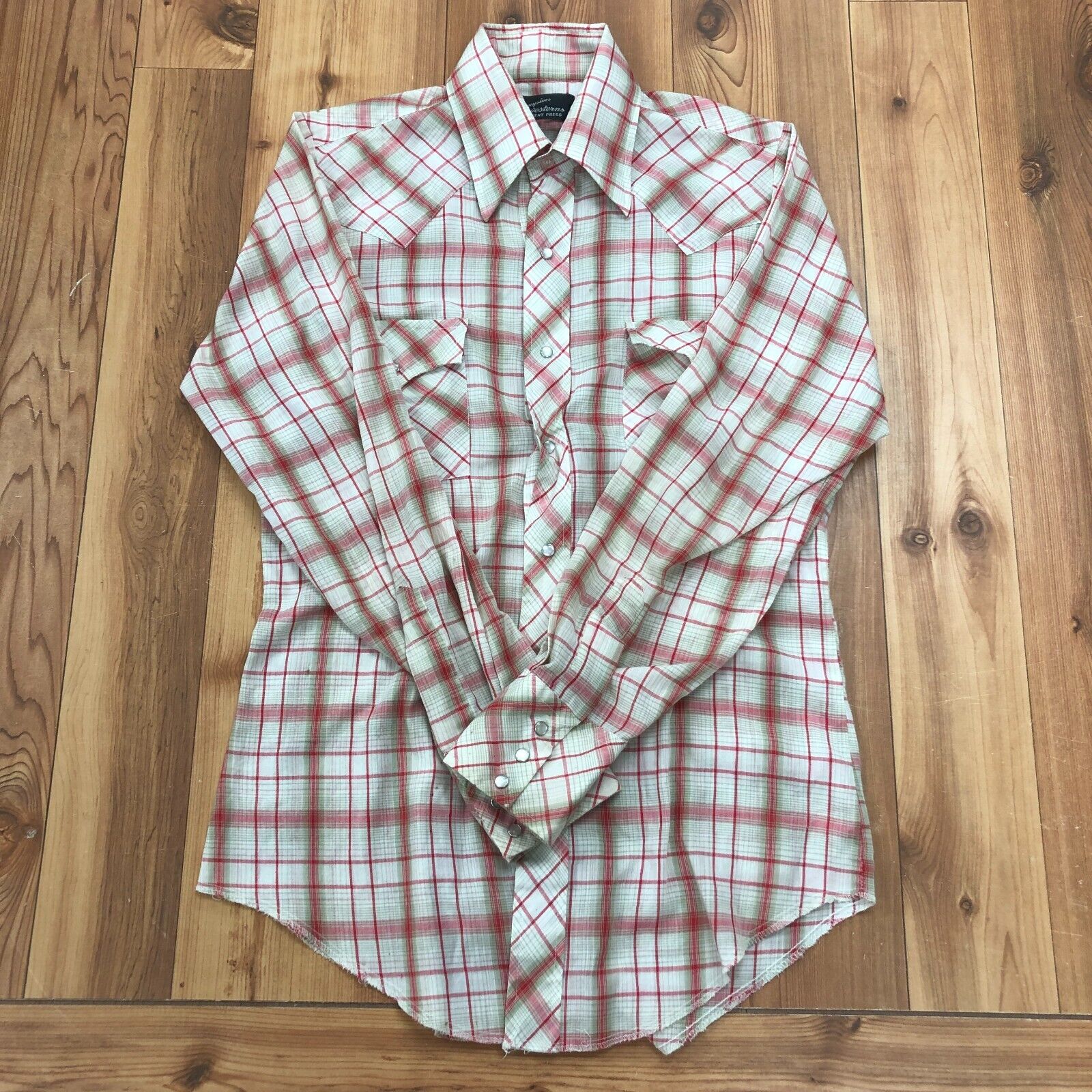 Vintage Champion Western Red Plaid Long Sleeve Button Up Shirt Womens Size S