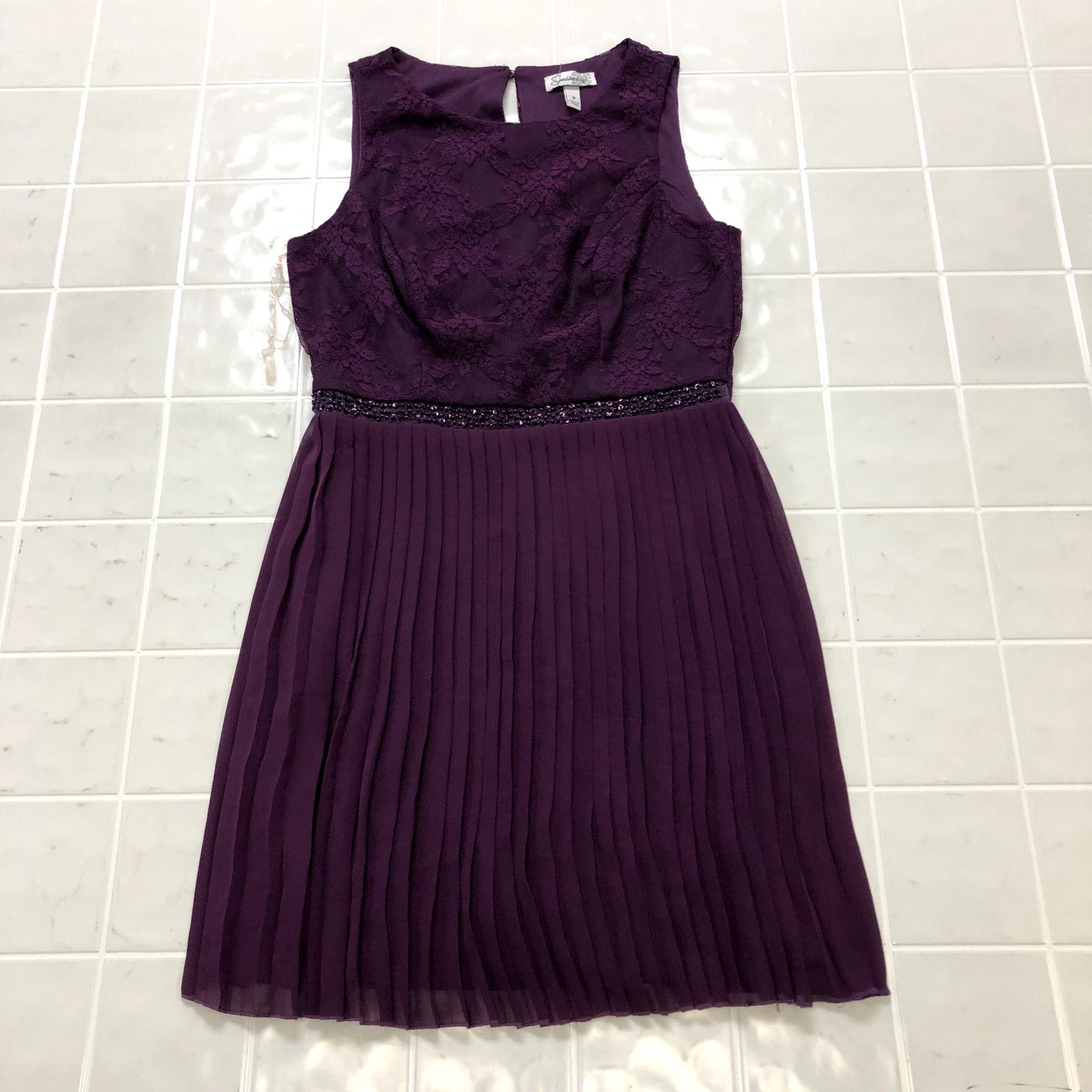 Speechless Purple Lined Sleeveless Pleated Loose A-line Dress Women's Size 9